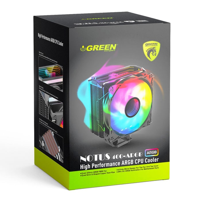 خنک کننده سی پی یو گرین نوتوس مدل GREEN NOTUS 400-ARGB